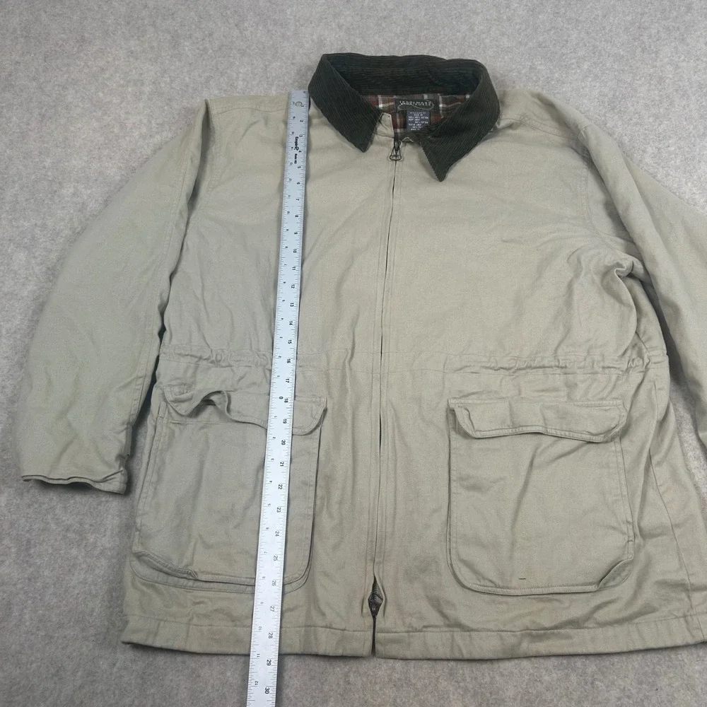 Trademark Sportswear Barn Jacket Mens Size M Tan Plaid Lined Corduroy Collar